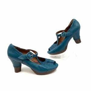 Biviel Blue Leather Pump 8.5EU | Women’s Classic Buckle Heel